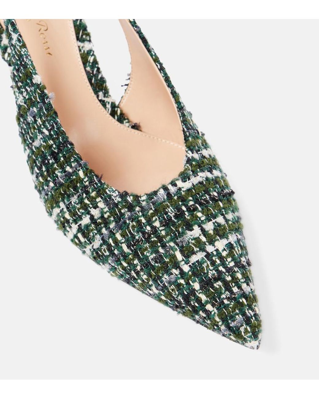 Gianvito Rossi Green 55 Boucle Slingback Pumps
