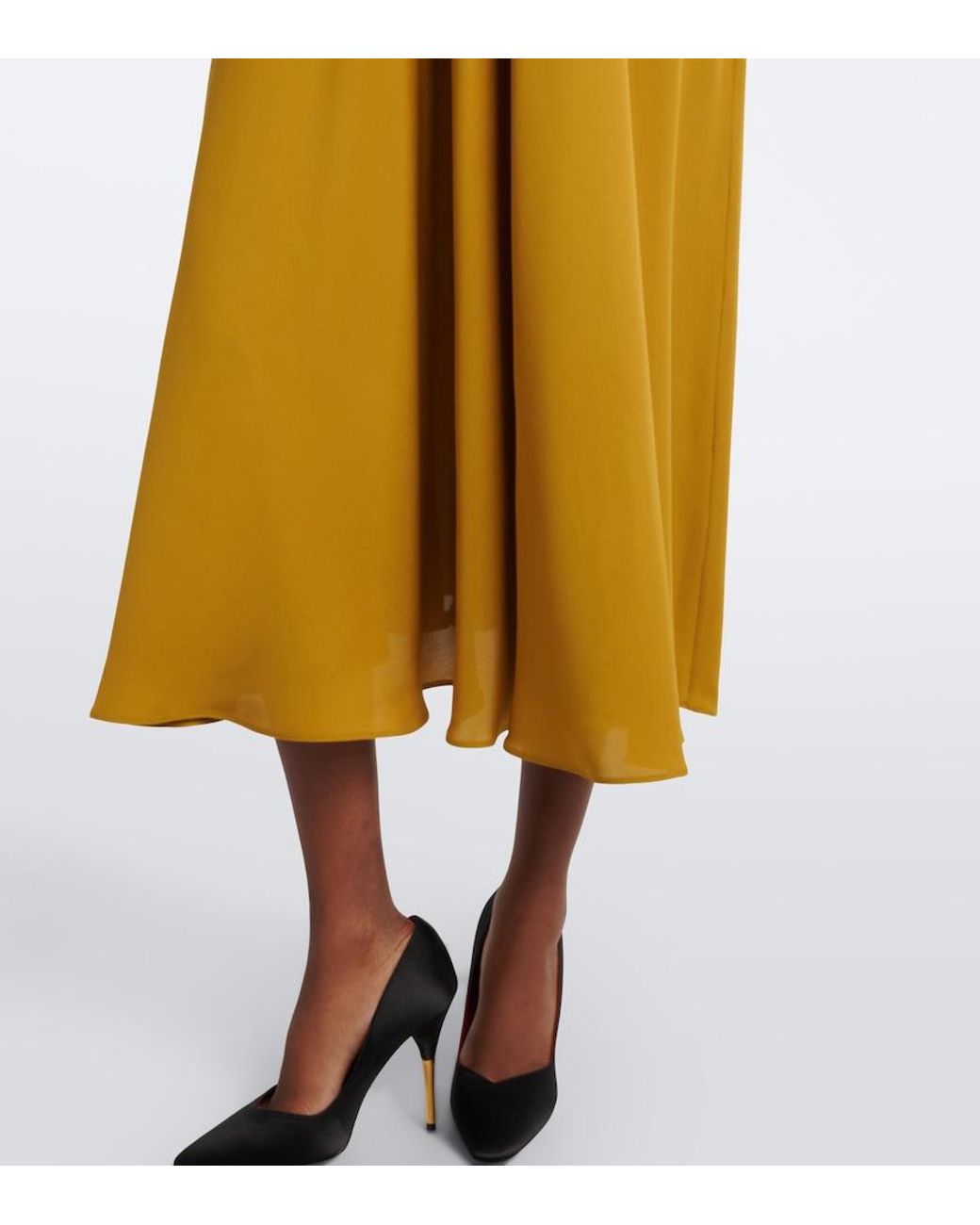 Valentino Garavani Yellow Feather-Trimmed Silk Georgette Midi Dress