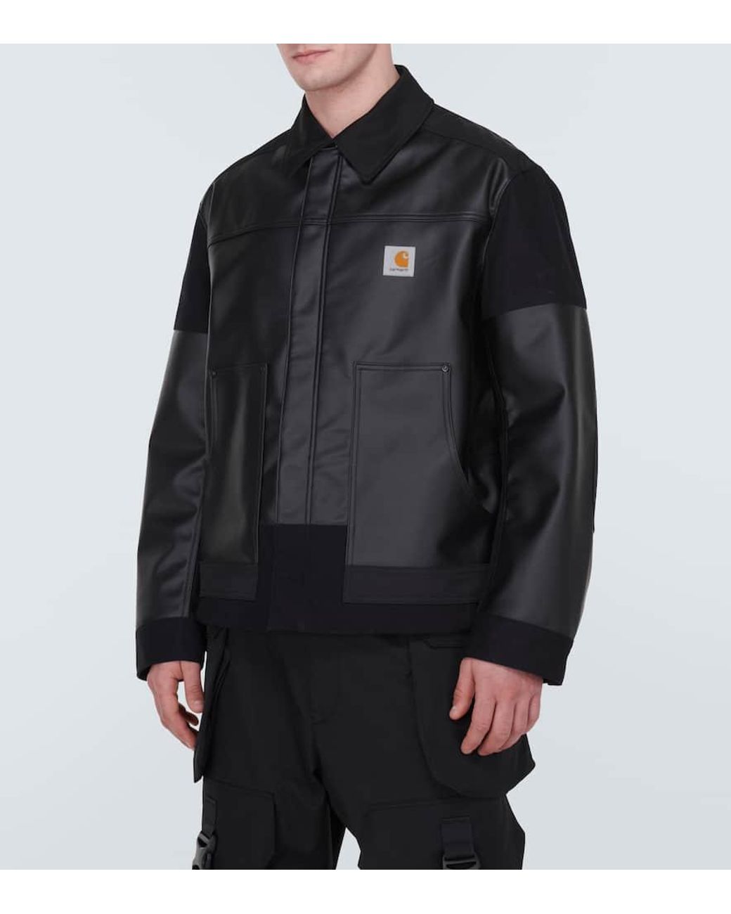 Junya Watanabe X Carhartt Faux Leather Jacket in Black for Men | Lyst