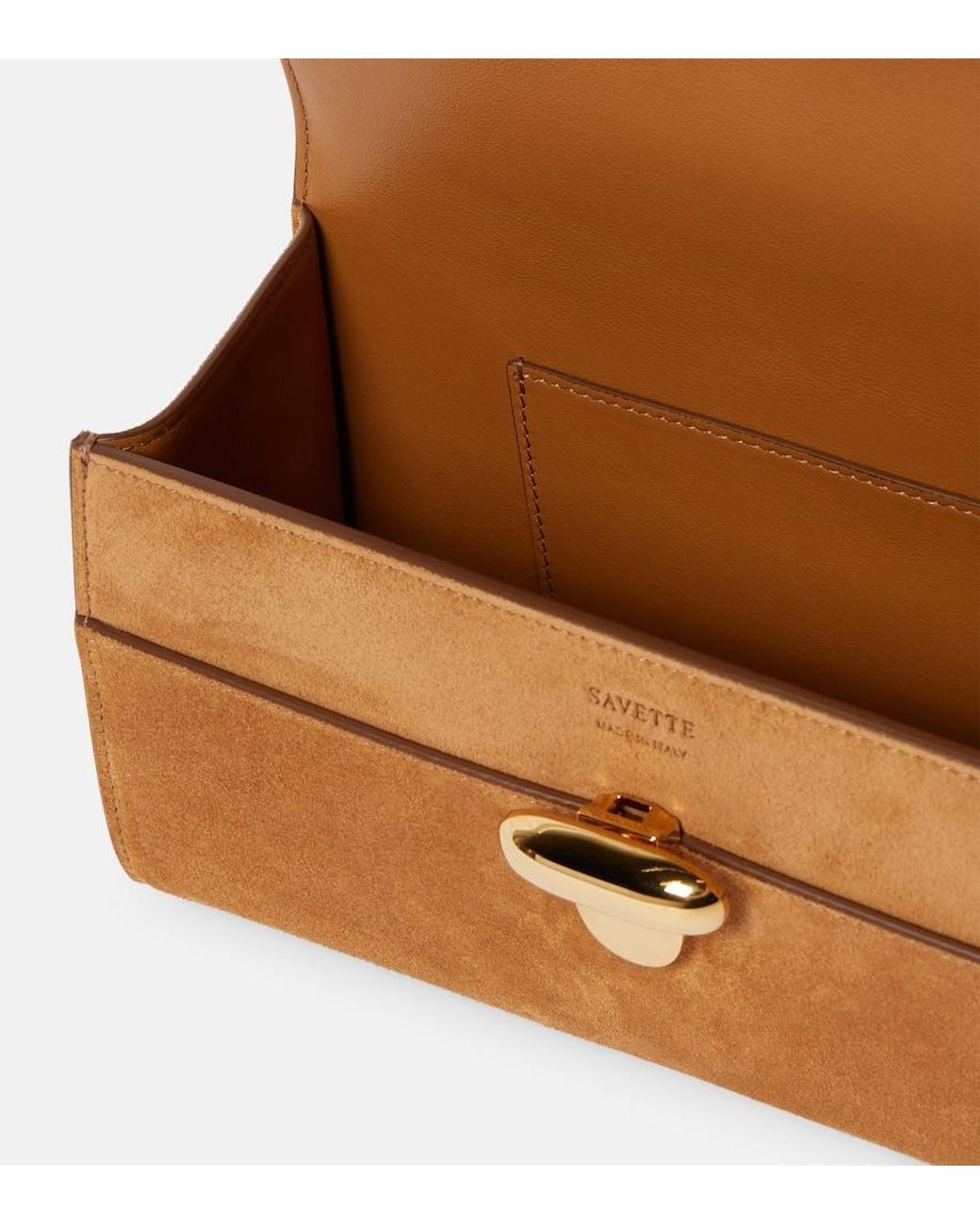 SAVETTE Brown Symmetry Pochette Suede Tote Bag