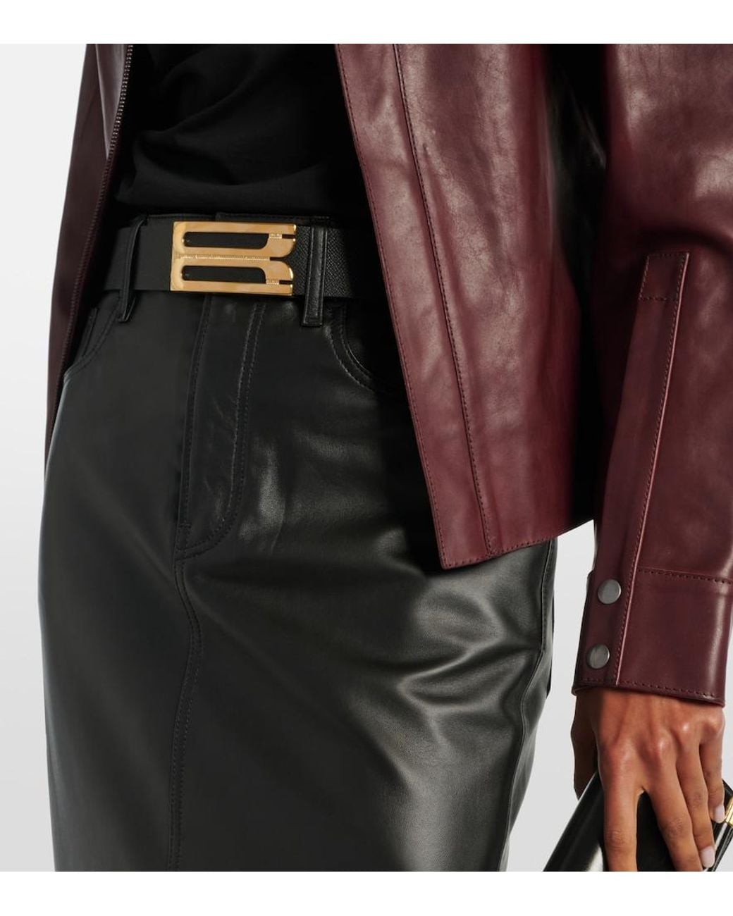 Victoria Beckham Black Leather Belt