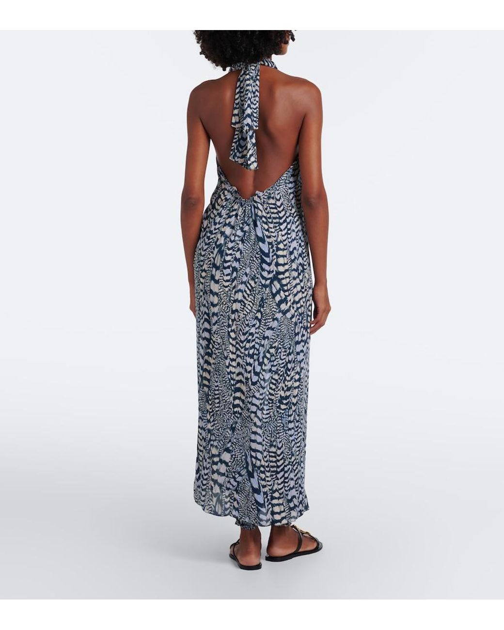 Johanna Ortiz Blue Enigma Silk Georgette Halterneck Top