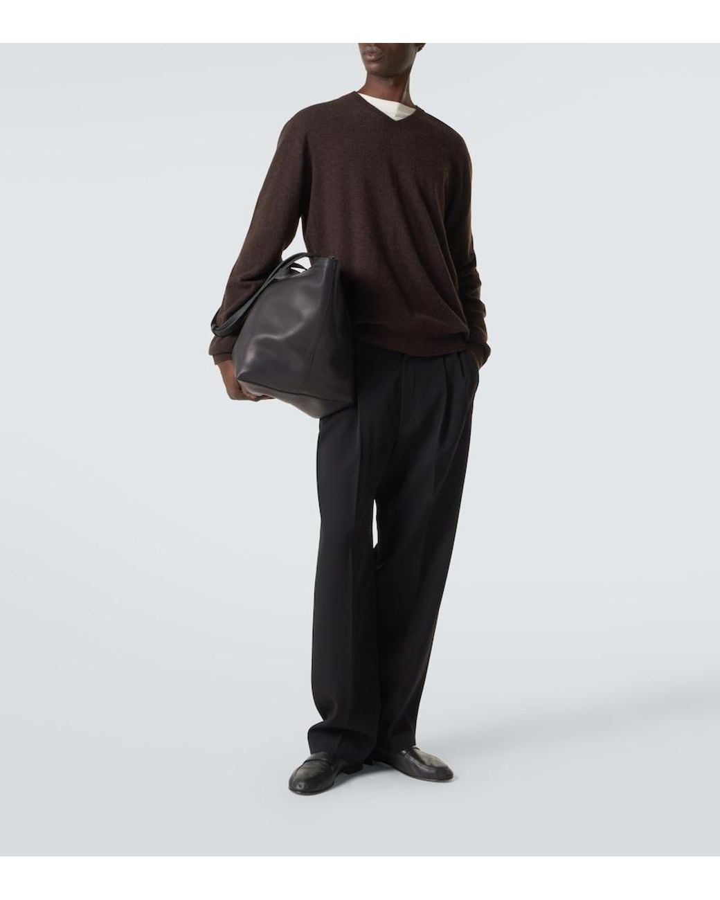 The Row Black Park Xl Leather Tote Bag for men