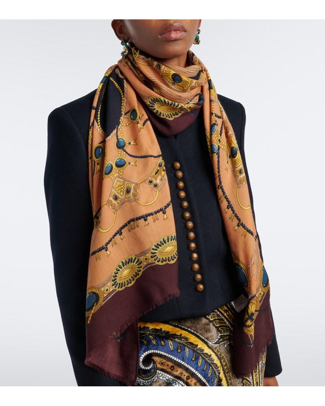 Etro Multicolor Jacquard Wool Scarf