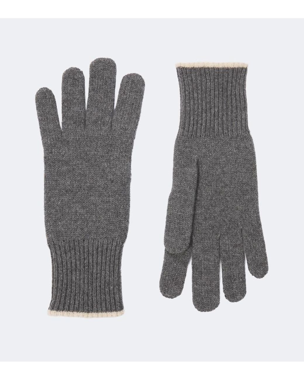 Brunello Cucinelli Gray Cashmere Gloves for men
