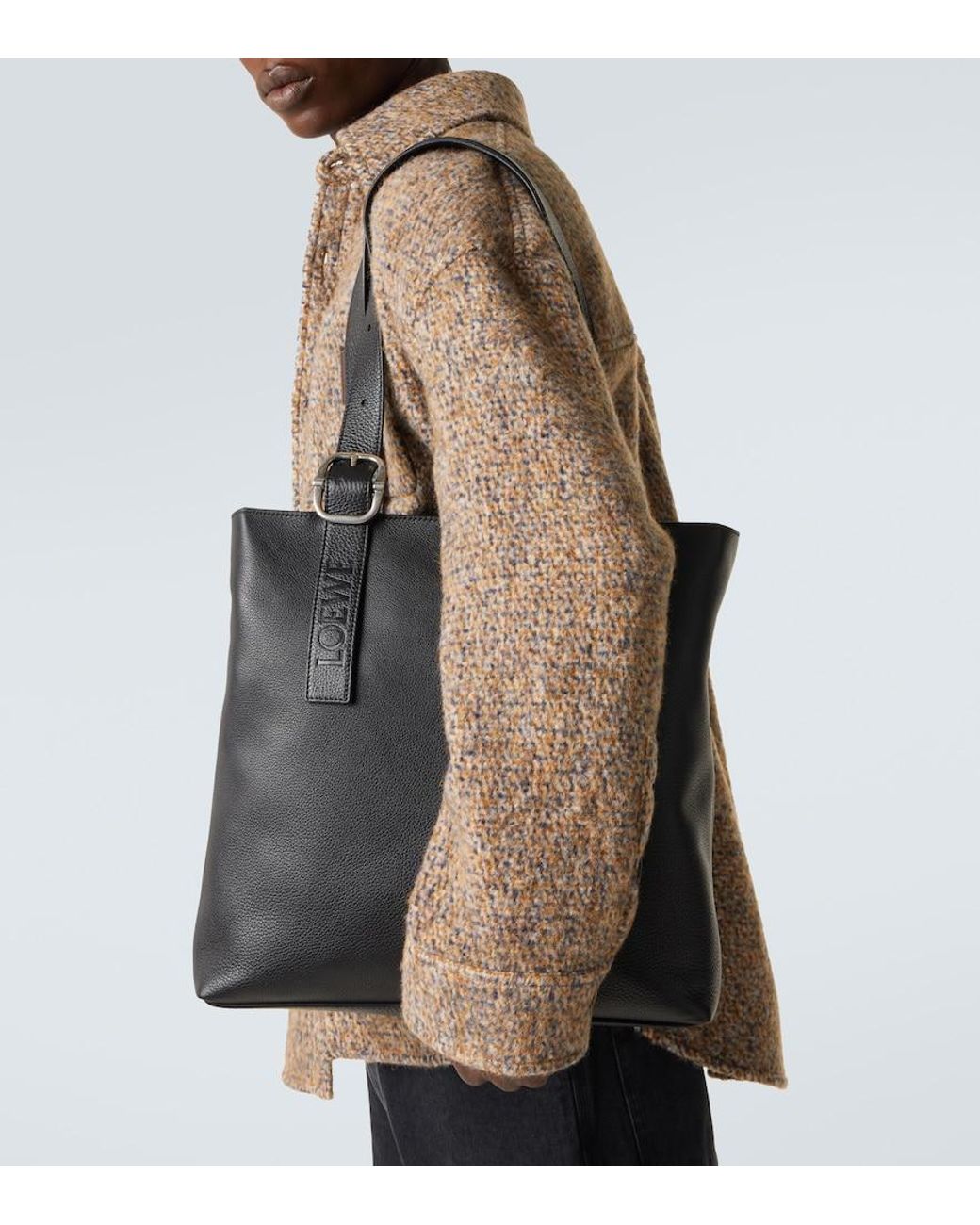 Loewe Black Loop Leather Tote Bag for men