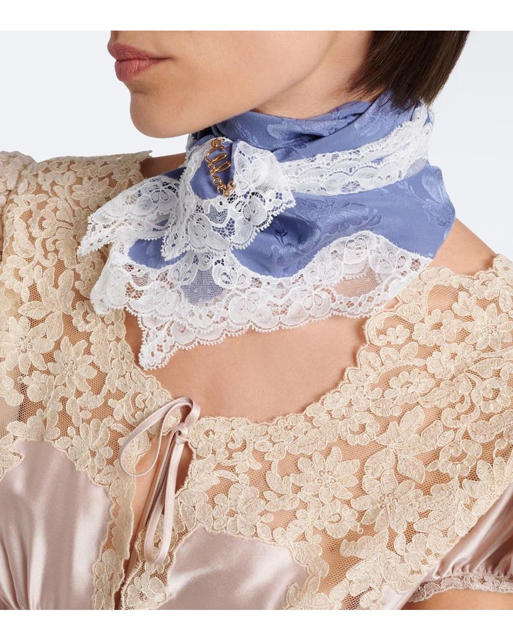 Chloé Purple Printed Silk Jacquard Scarf