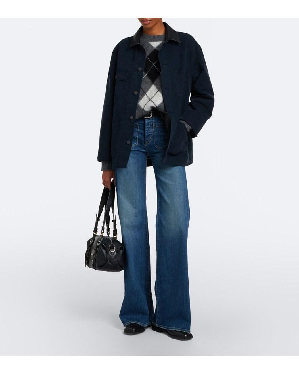Nili Lotan Gray Donnika Argyle Cashmere And Silk Sweater