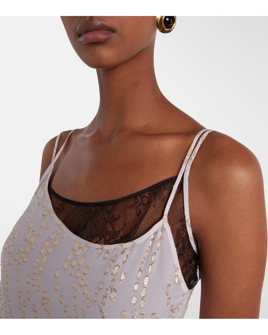 JACQUES WEI Pink Bedrucktes Top Aus Einem Seidengemisch