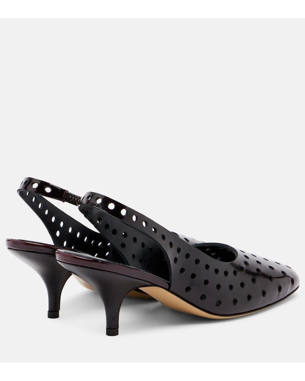 Dries Van Noten Black 65 Perforated Leather Slingback Pumps