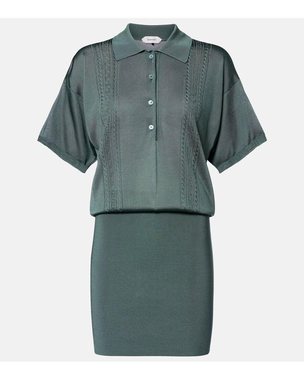 Versace Green Metallic-Effect Minidress