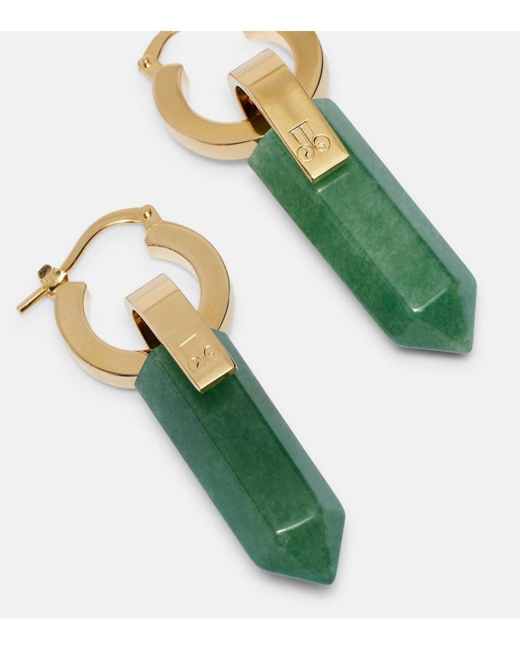 LaDoubleJ Green Pillar Embellished-Plated Earrings
