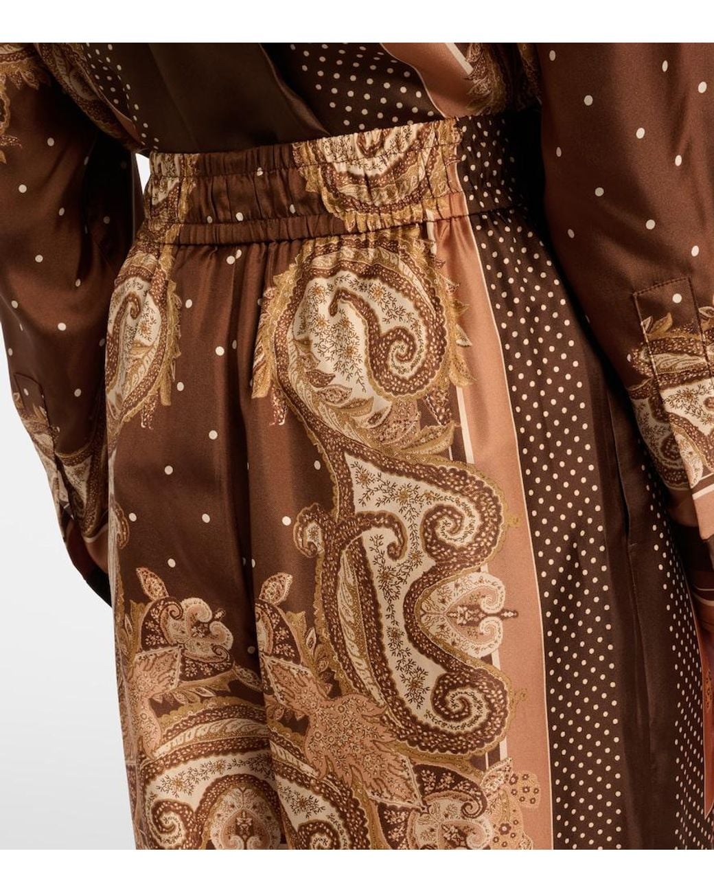 Zimmermann Brown Luna Paisley Silk Palazzo Pants