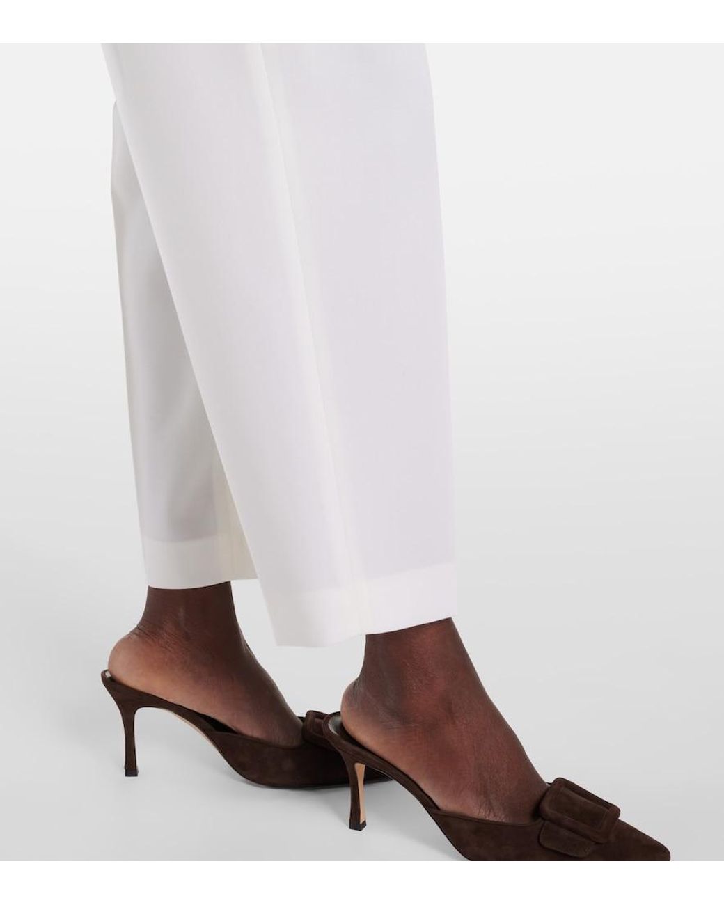 Altuzarra White Emmett High-Rise Wool Tapered Pants