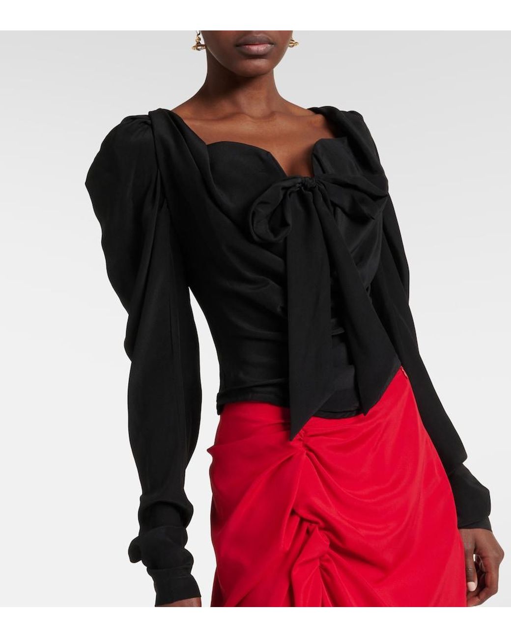 Vivienne Westwood Black Tie-Detail Silk Top