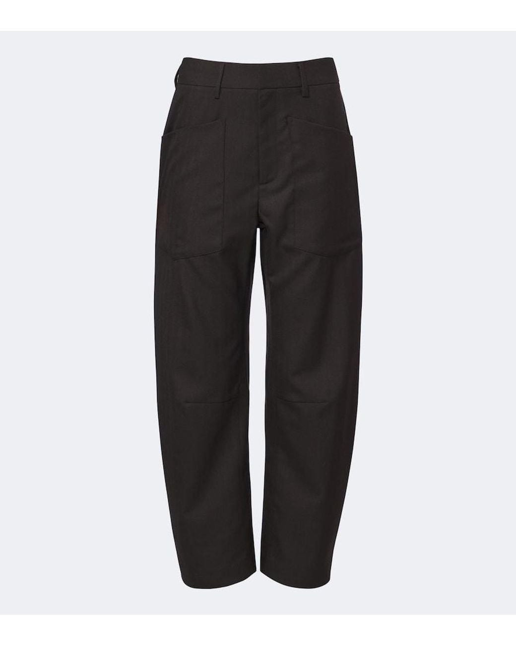 Nili Lotan Black Shon Virgin Wool Barrel-Leg Pants