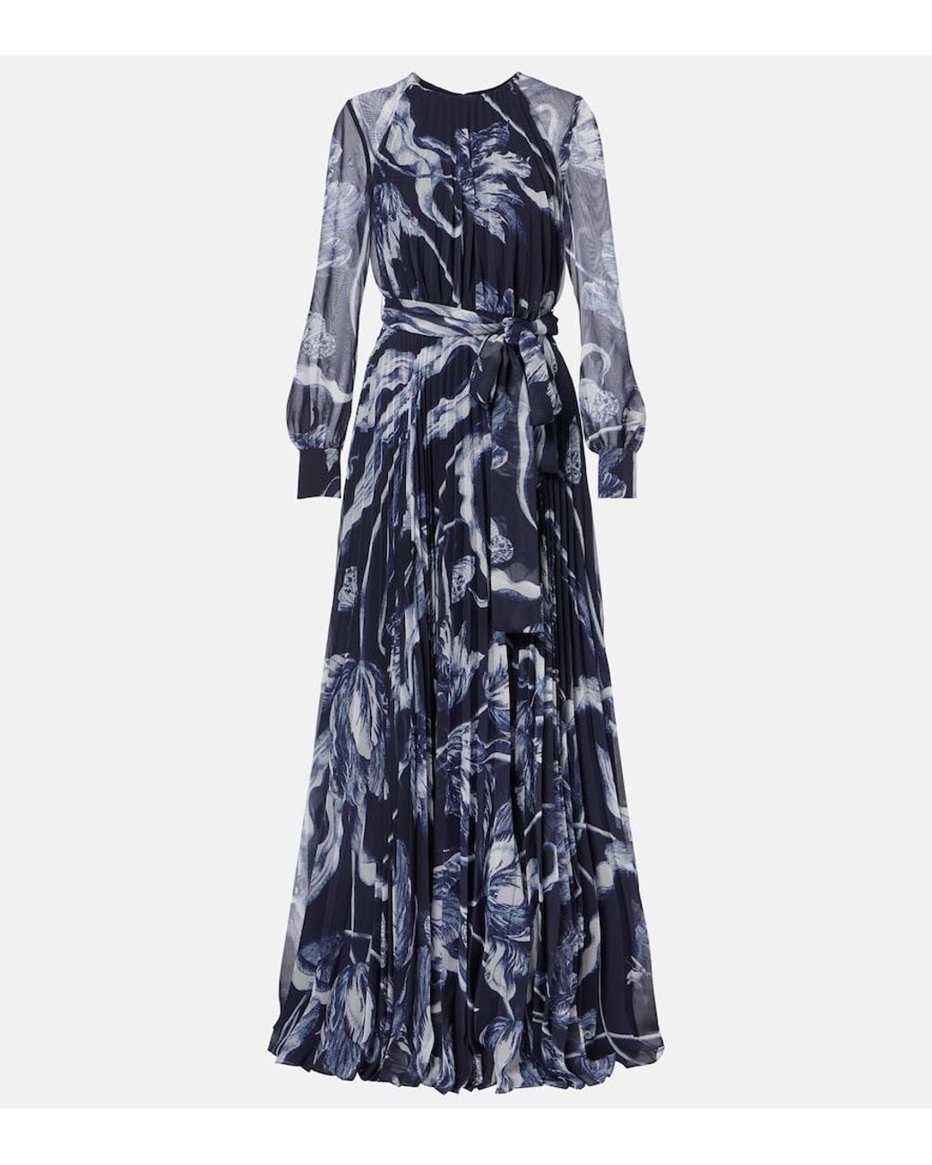 Erdem Blue Floral Voile Gown