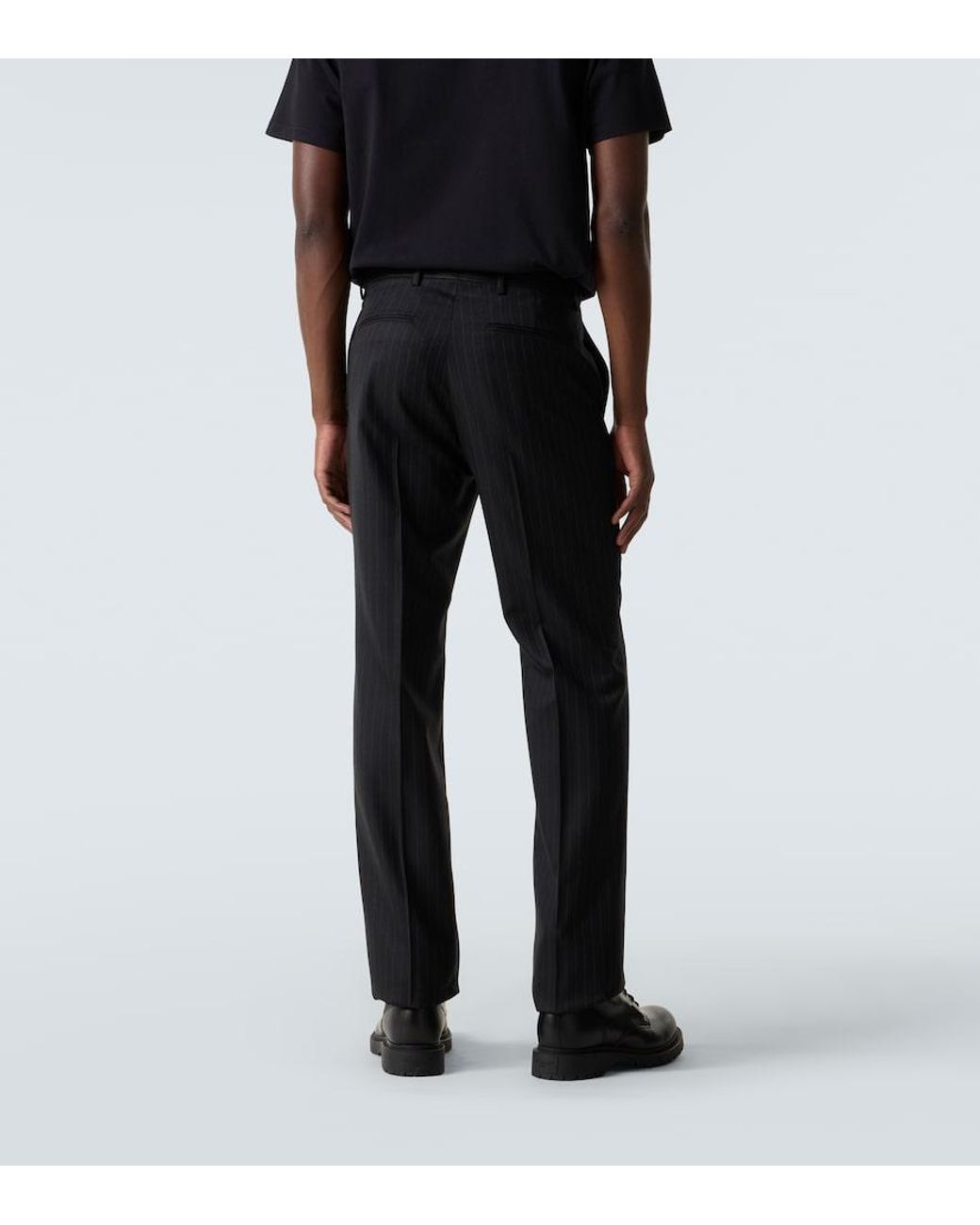 Givenchy Black Pinstripe Wool Straight Pants for men