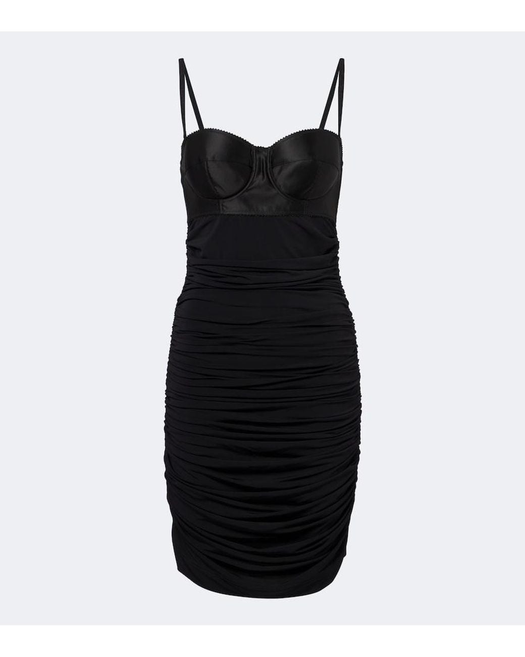 Dolce & Gabbana Black Ruched Satin Minidress