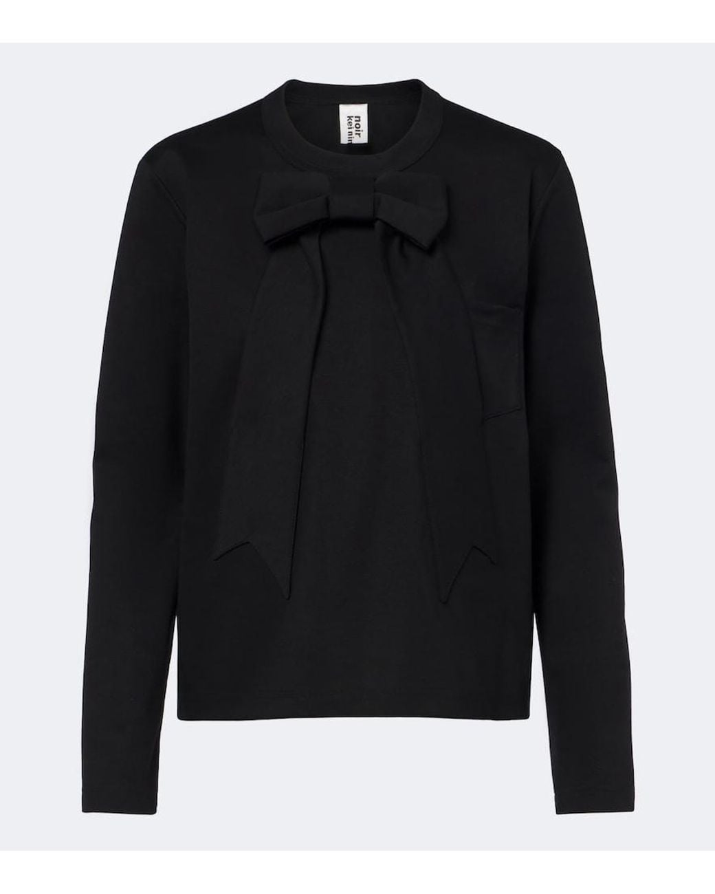 Noir Kei Ninomiya Black Bow-Detail Cotton Jersey Top