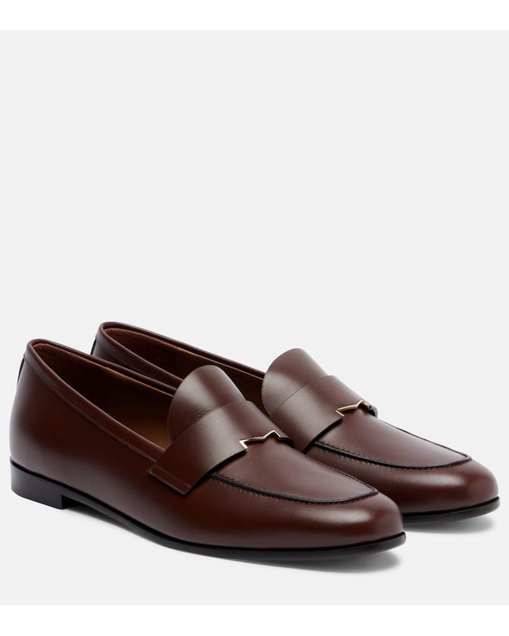 Max Mara Brown Embellished Leather Penny Loafers