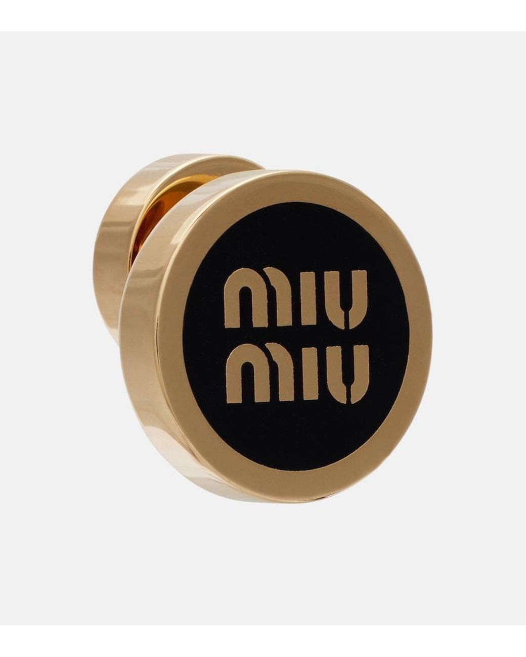 Miu Miu Black Logo Stud Earrings