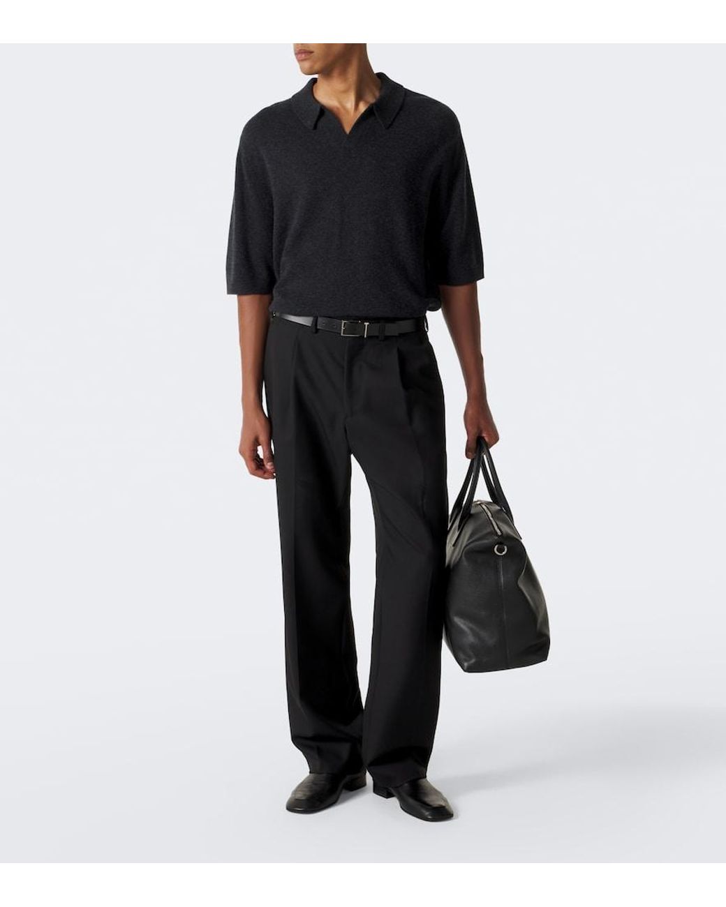 LeKasha Black Bale Cashmere Polo Sweater for men