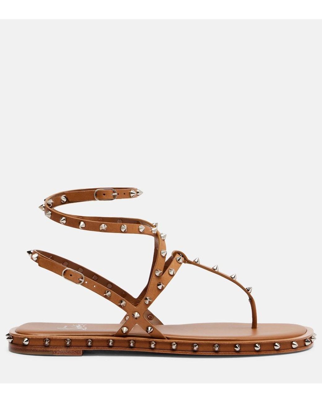 Christian Louboutin Brown Bombina Spiked Leather Sandals