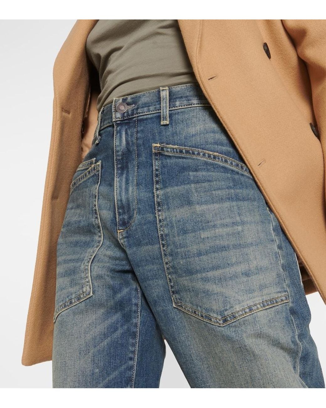Nili Lotan Blue Shon High-Rise Barrel-Leg Jeans