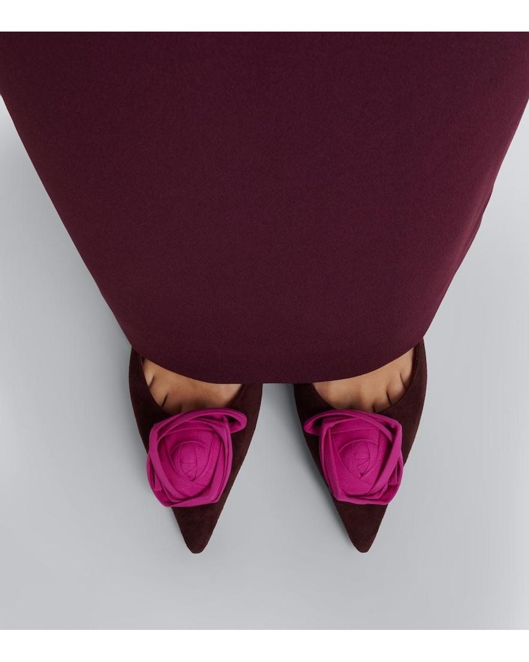 Roger Vivier Purple Rose Vivier Floral-Applique Suede Pumps