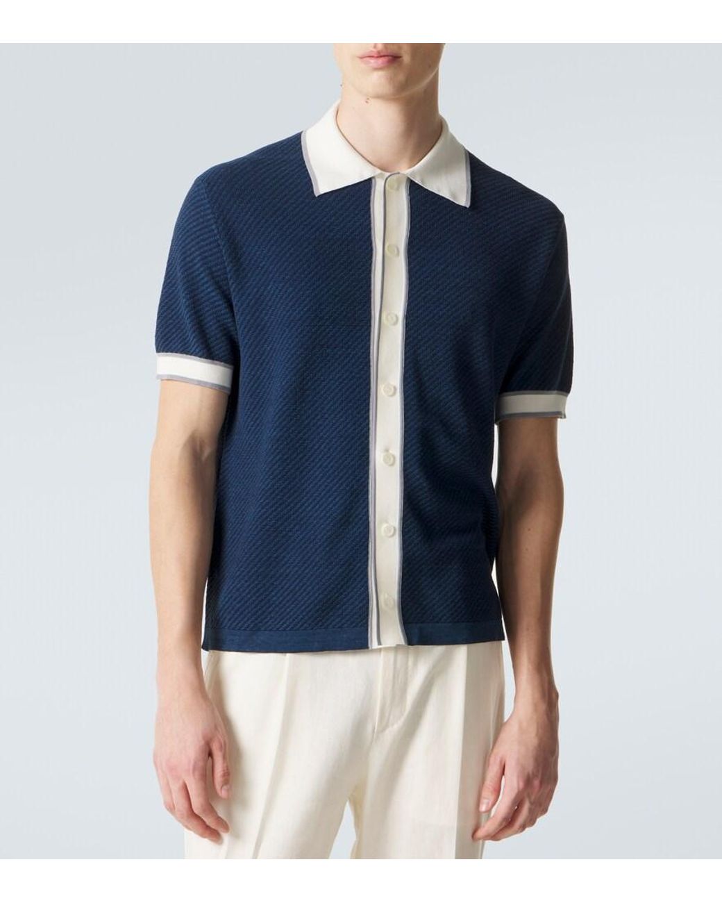 Chemise En Lin, Coton Et Soie Brioni pour homme en coloris Blue