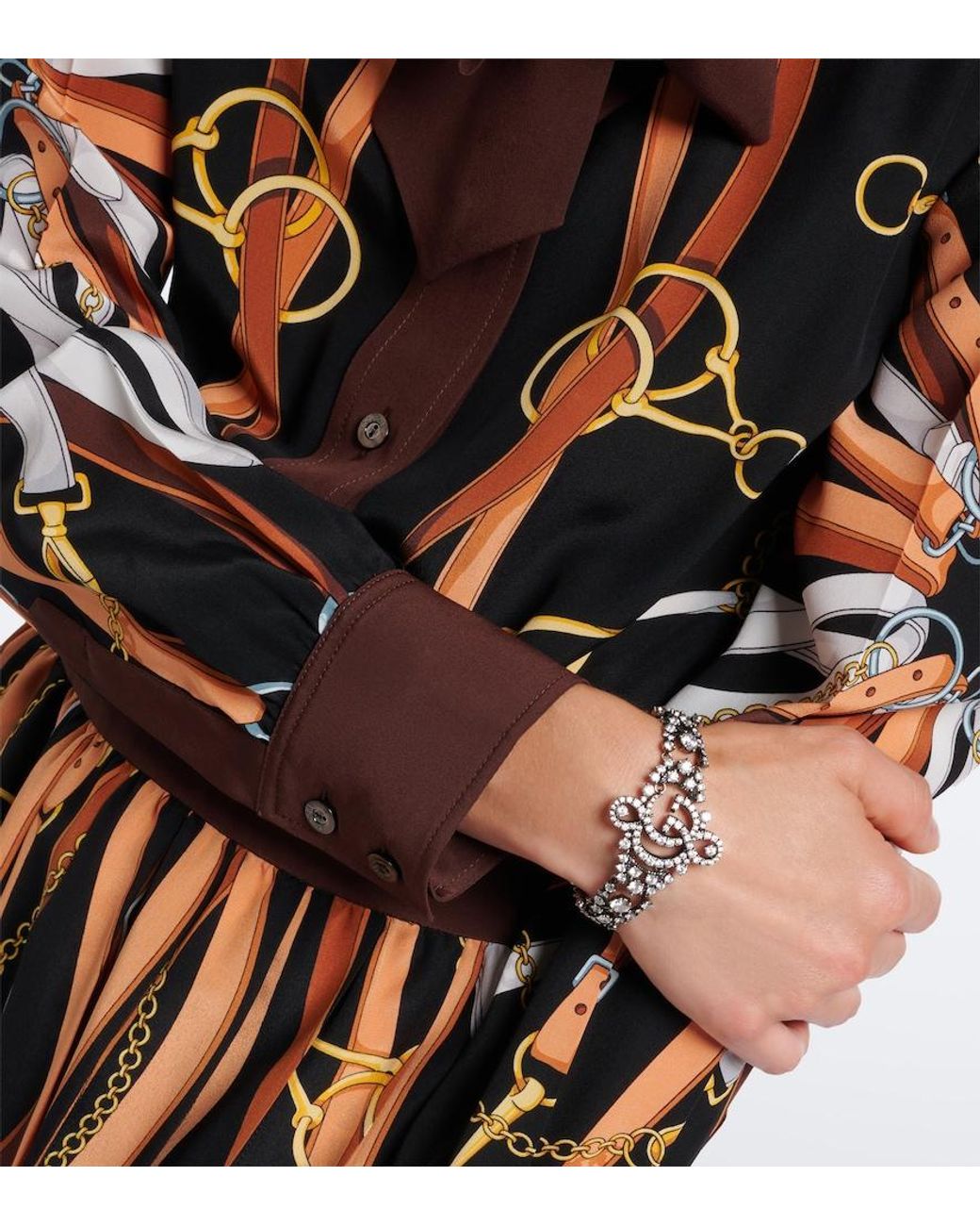Gucci White Gg Marmont Embellished Cuff Bracelet