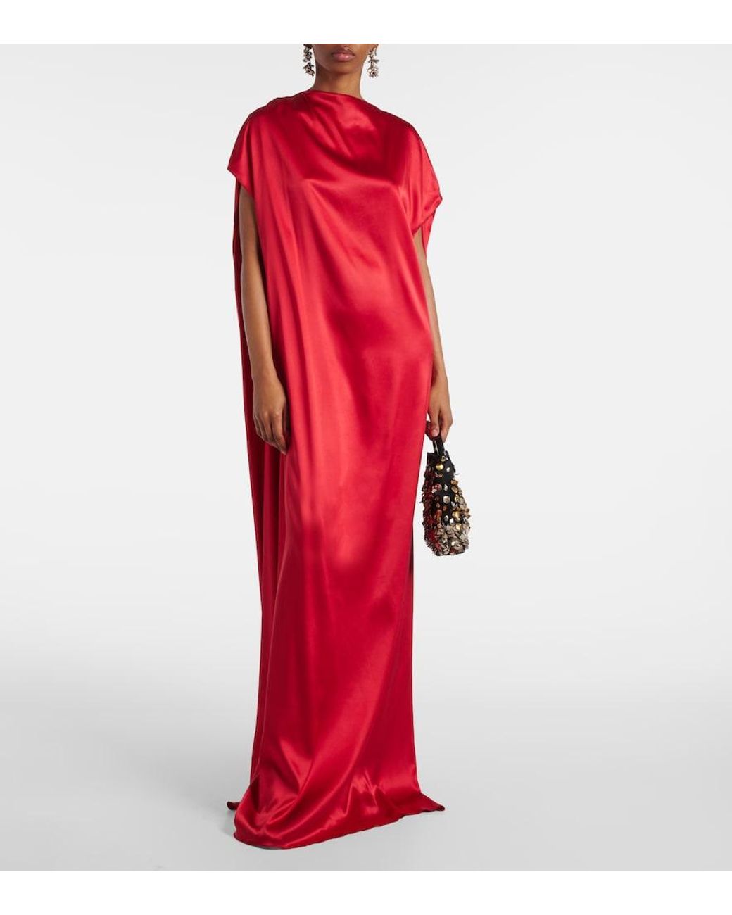 Dries Van Noten Red Silk-Blend Satin Gown