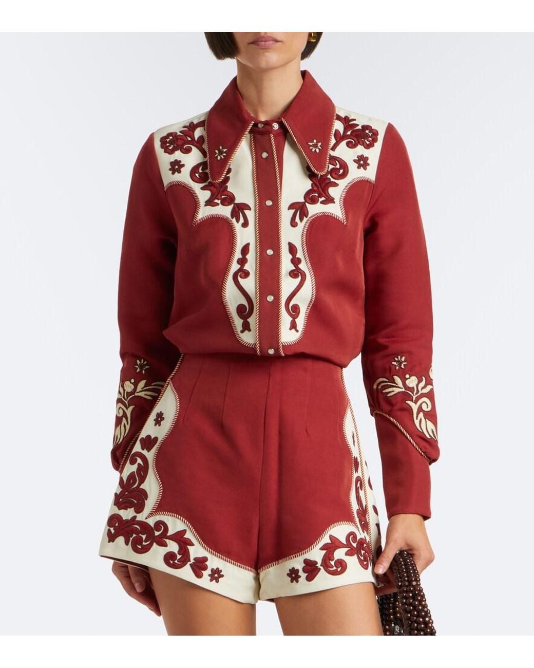 ALÉMAIS Duke Embroidered Wool-Blend Shirt
