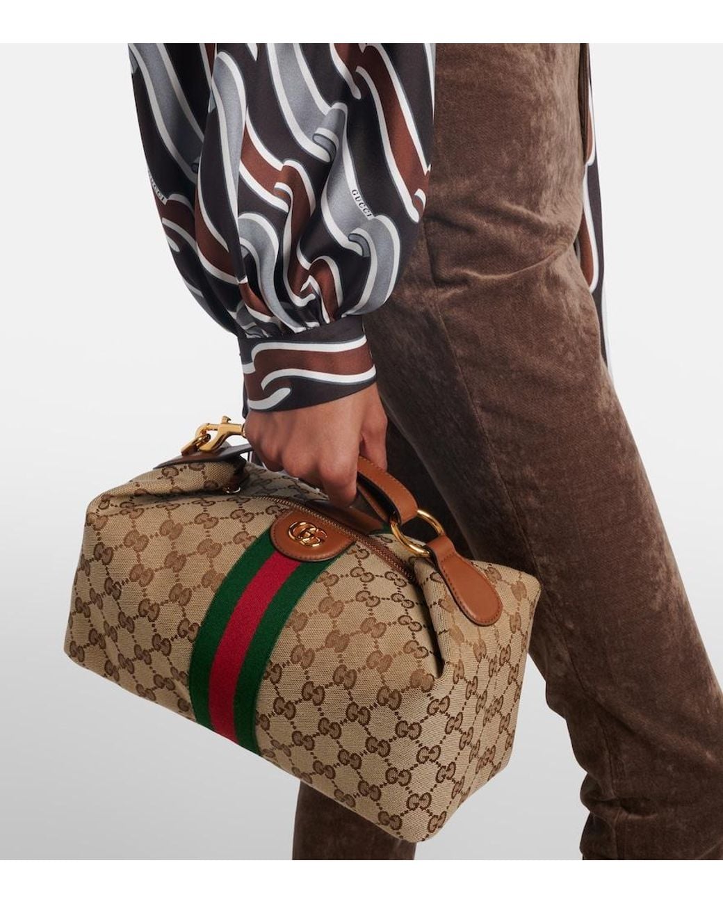 Gucci Brown Vanity Gg Canvas Medium Top-Handle Bag
