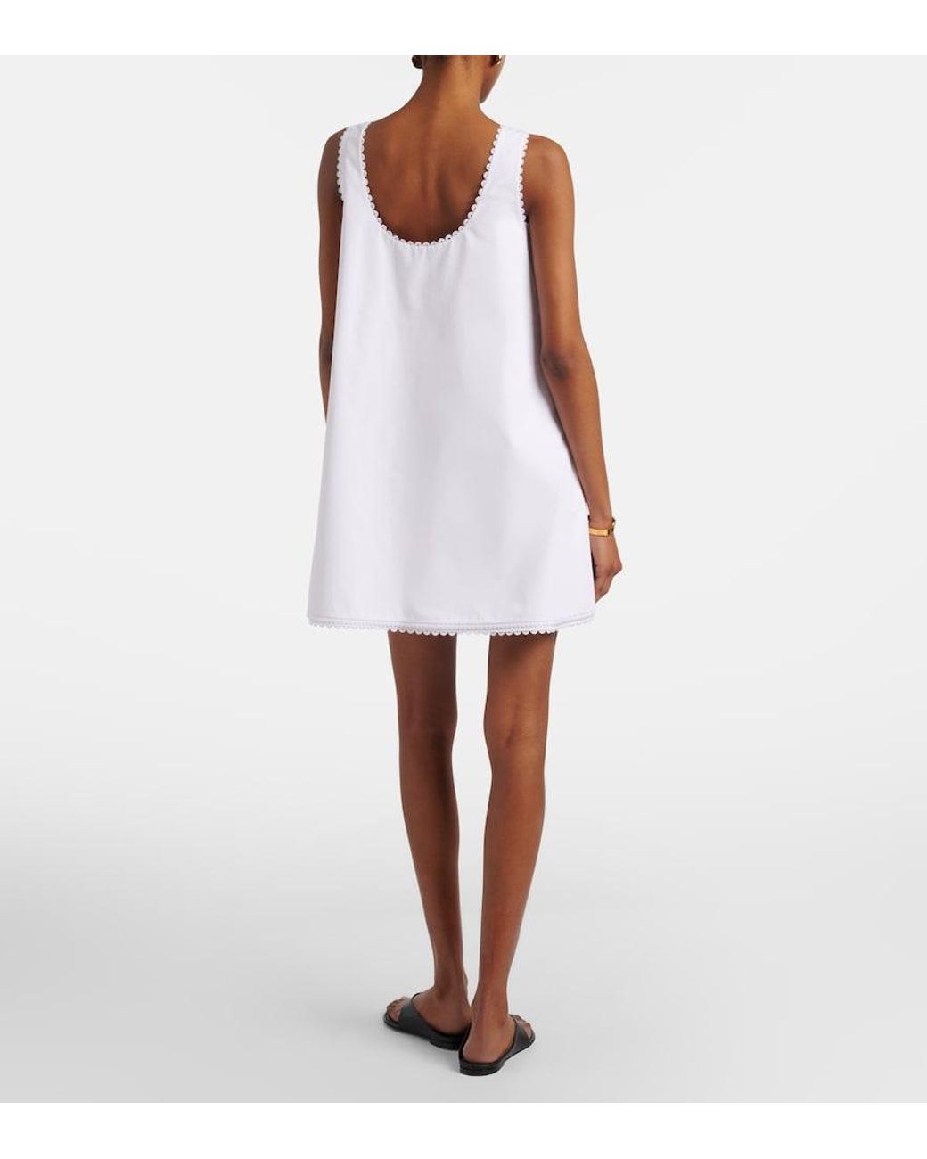 Rohe White Lace-Trimmed Cotton Poplin Minidress