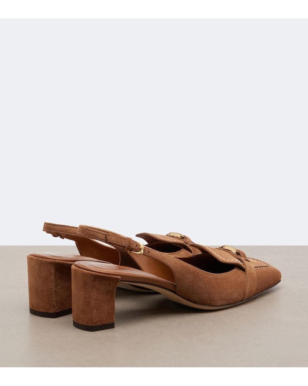 Tod's Brown T Timeless Suede Slingback Pumps