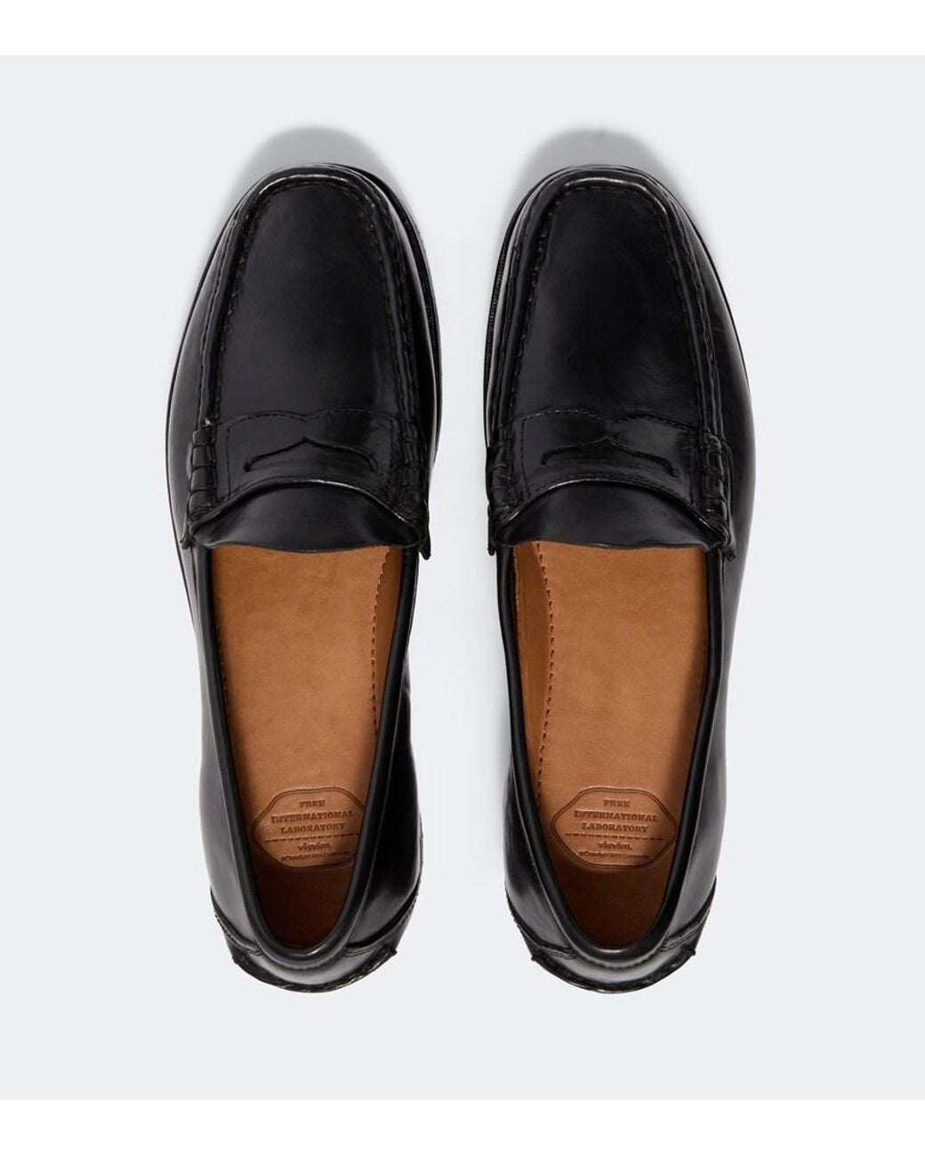 Visvim Black Fabro-Folk Leather Penny Loafers for men