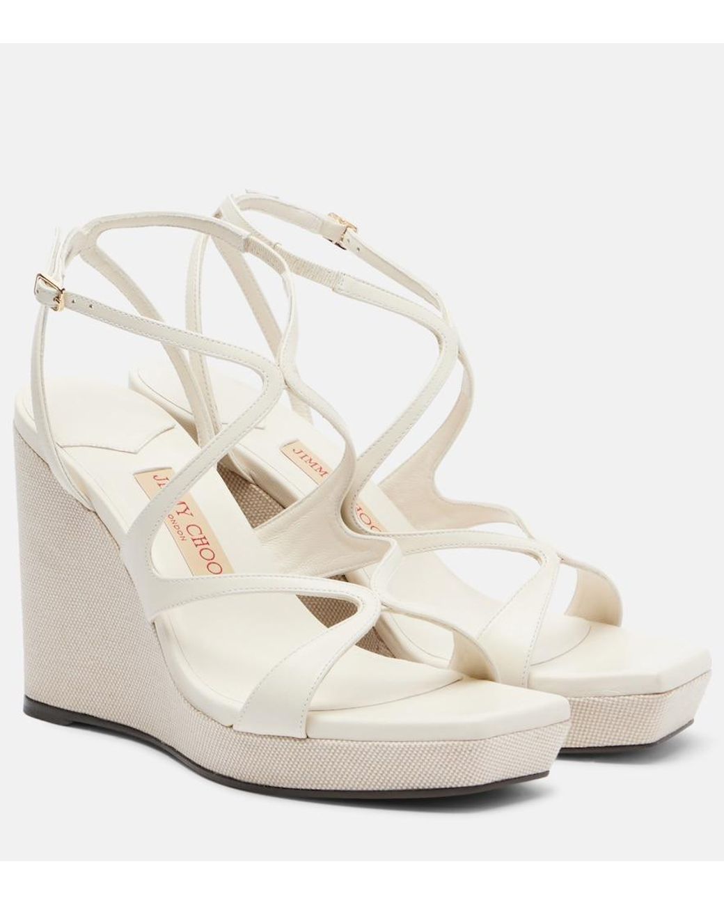 Jimmy Choo White Ayla Leather Wedge Sandals