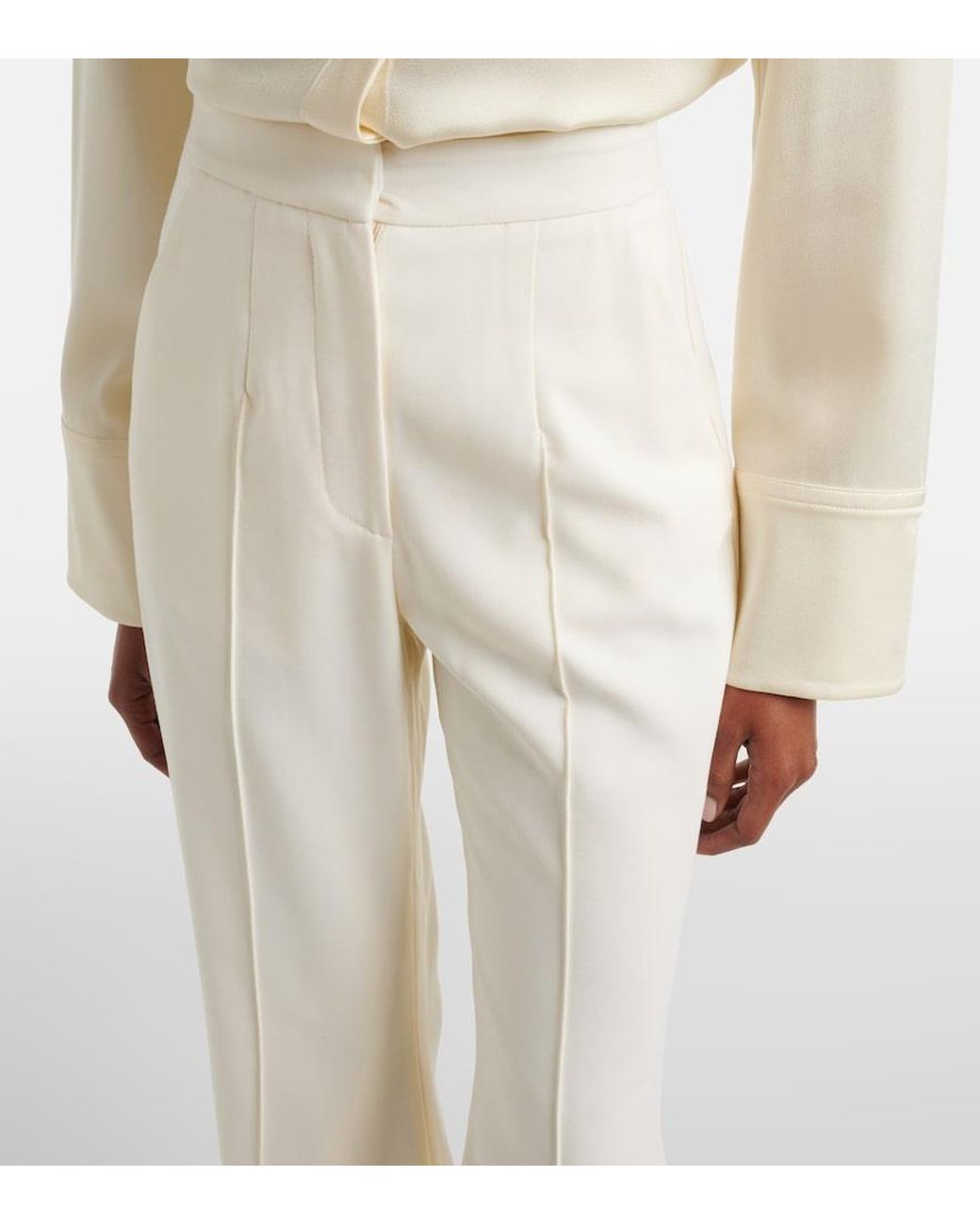 Costarellos White Daline Wool-Blend Flared Pants