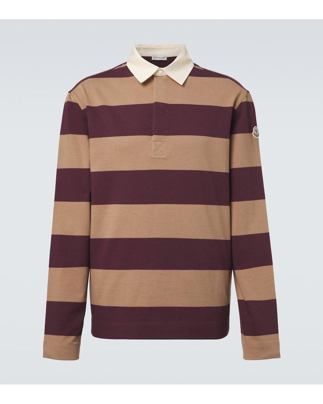 Moncler Multicolor Striped Cotton Pique Polo Shirt for men