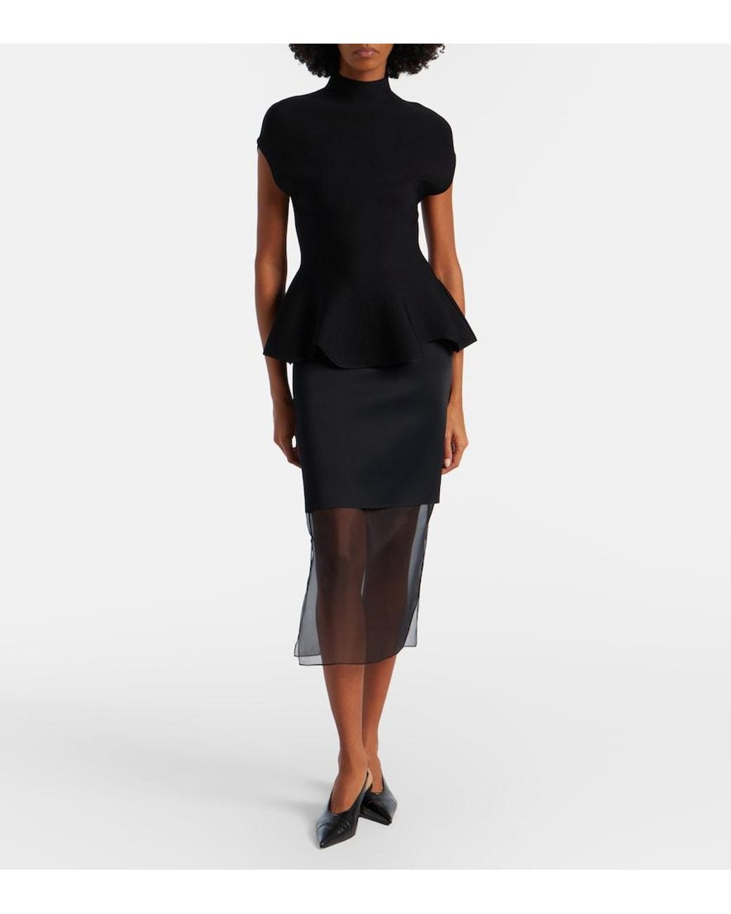 Khaite Black Sybil Layered Midi Skirt