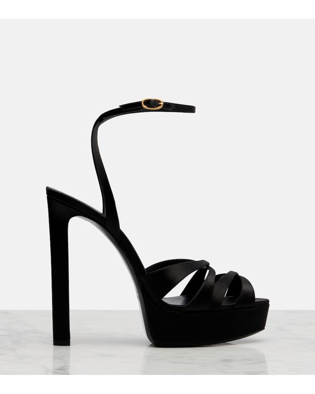 Saint Laurent Black Chandelle Crepe Satin Sandals
