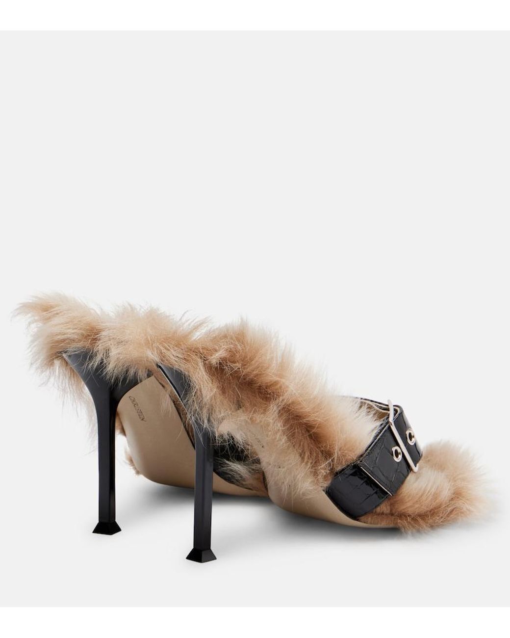Christen Black Helix 95 Croc-Effect Leather Thong Sandals