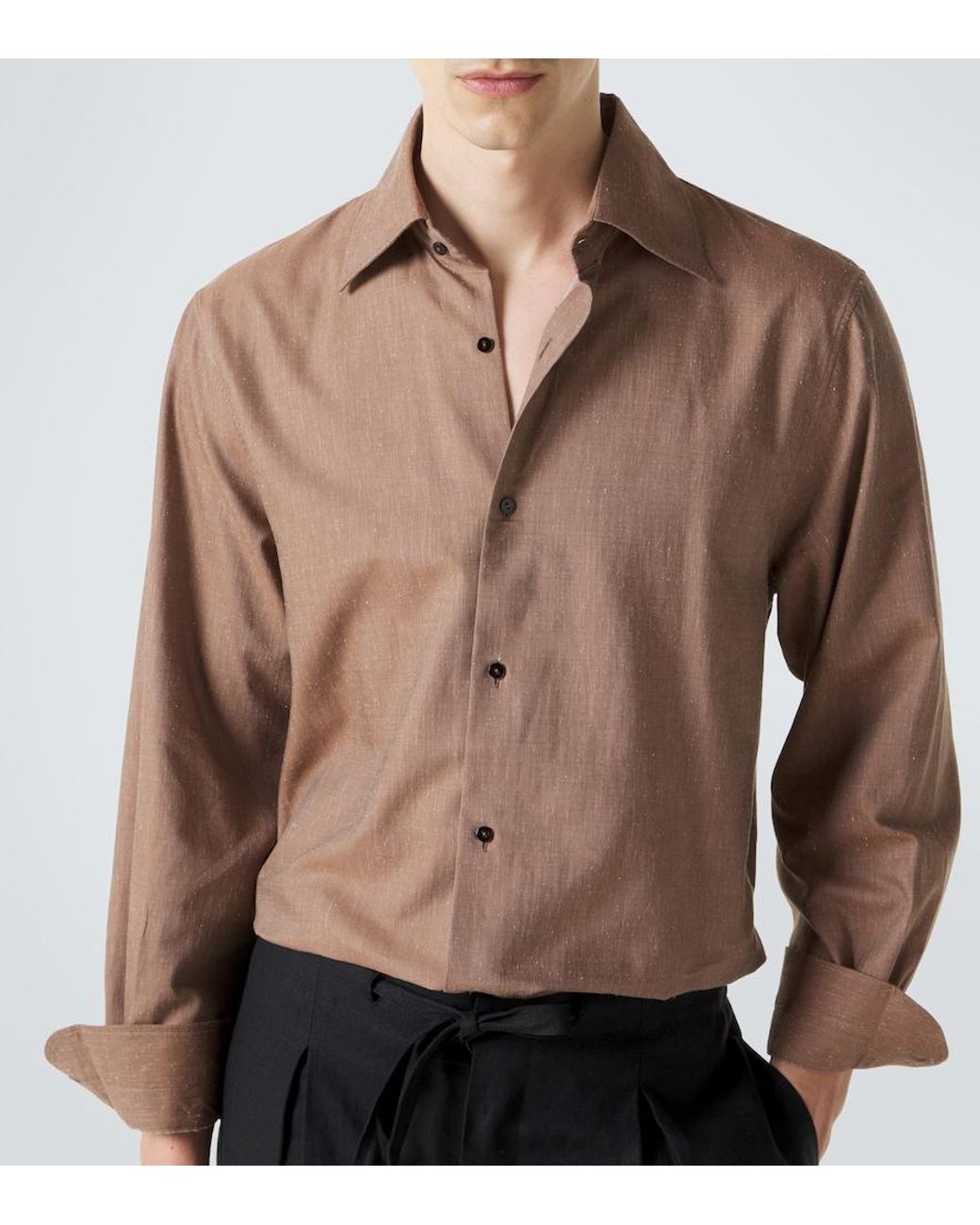 STÒFFA Brown Cotton And Silk Shirt for men