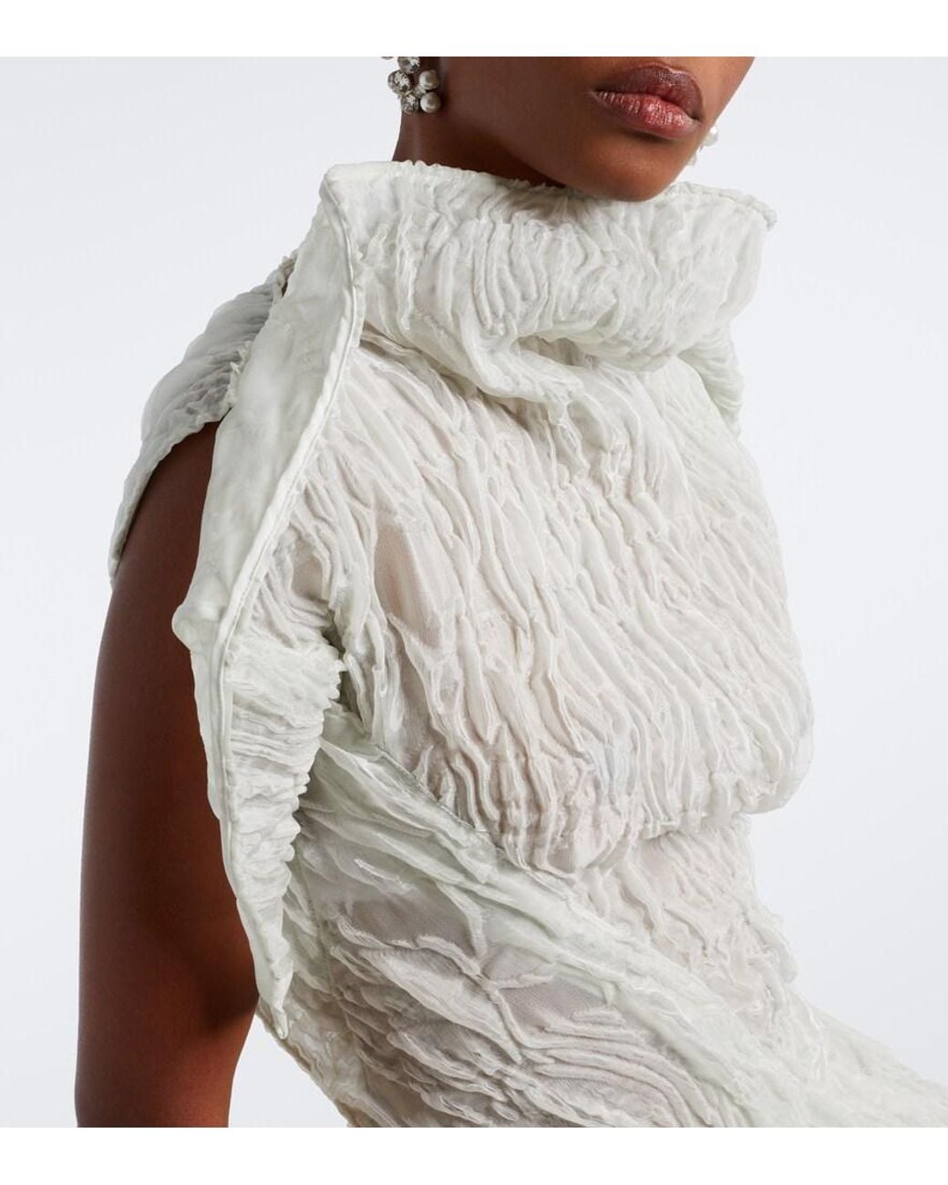 Maticevski White Scintilla Asymmetric Georgette Top