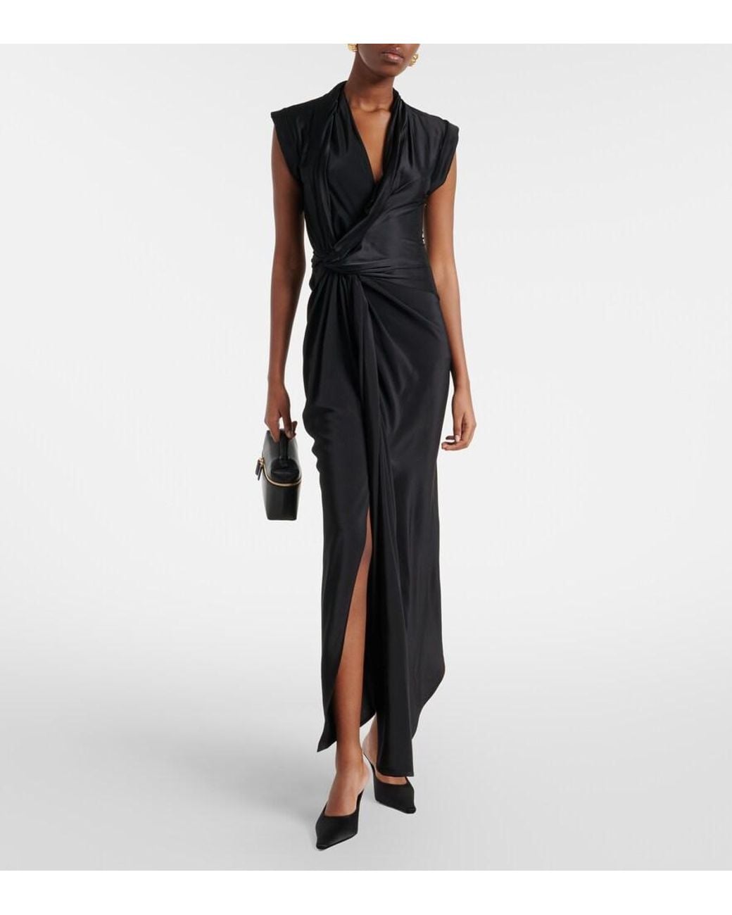 Victoria Beckham Black Sloan Satin Mules