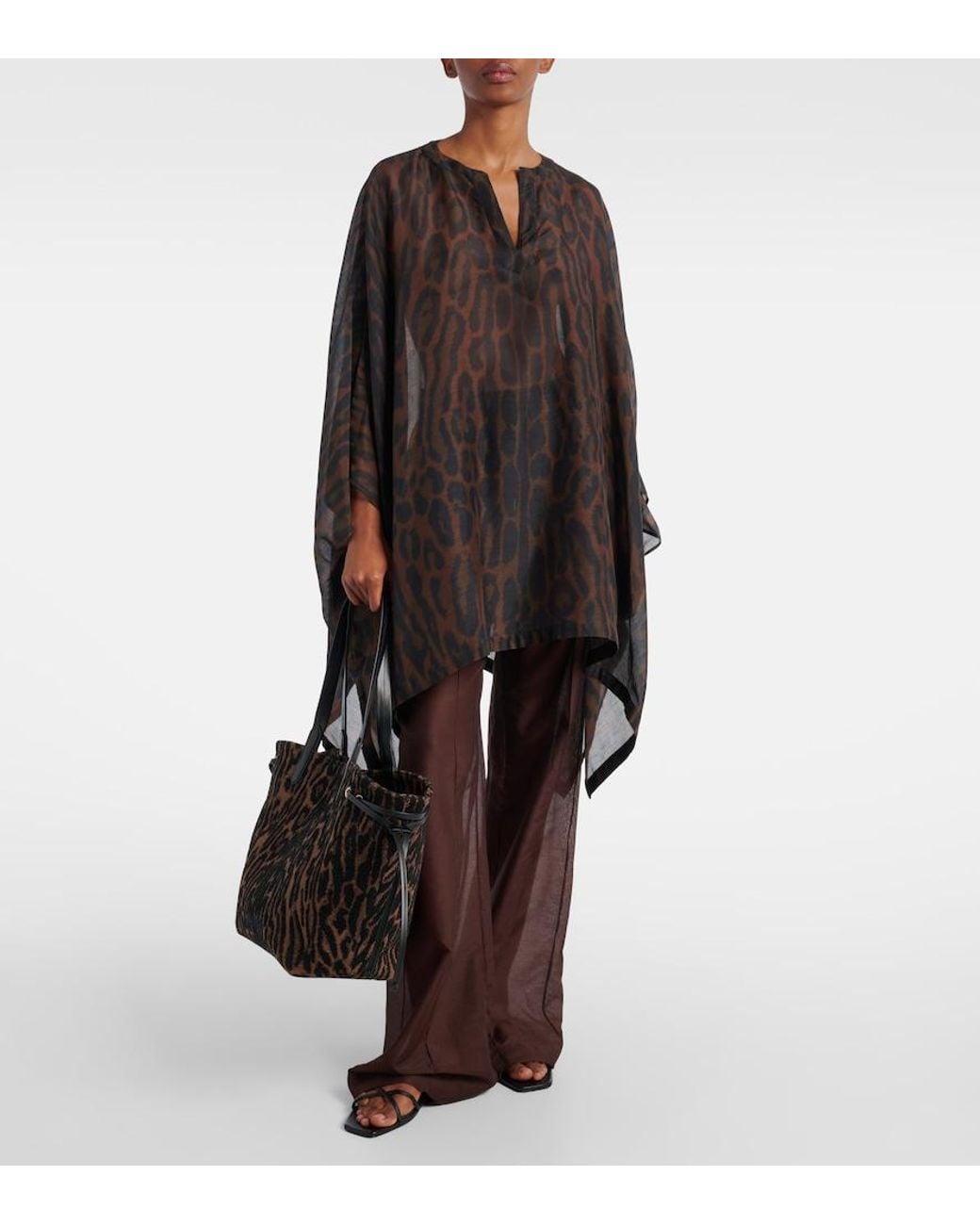 Tom Ford Black Leopard-Print Cotton And Silk Kaftan