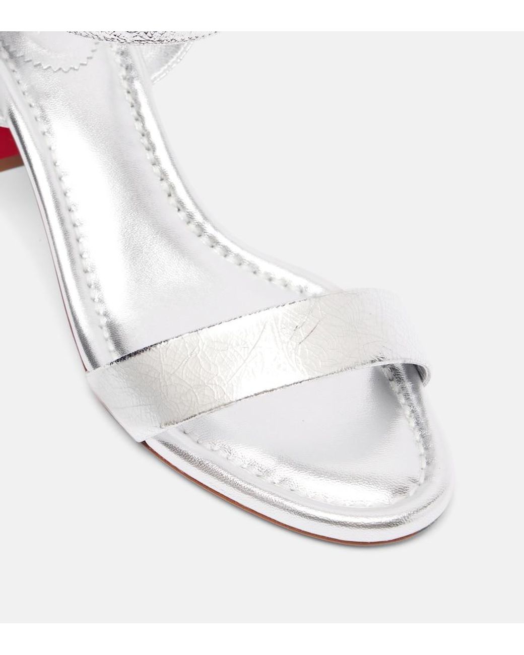 Christian Louboutin White Miss Jane 55 Metallic Leather Sandals