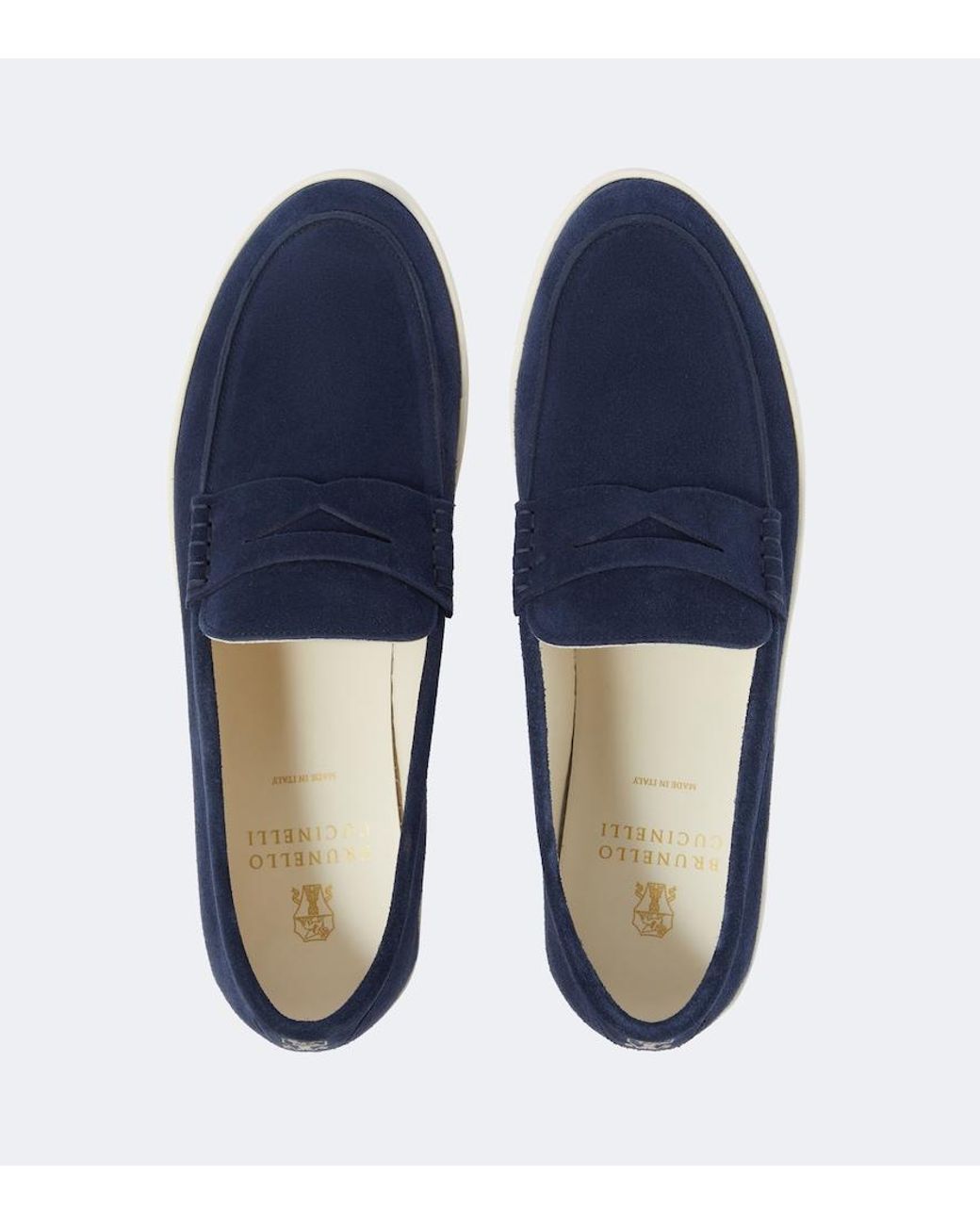 Brunello Cucinelli Blue Suede Slip-On Sneakers for men
